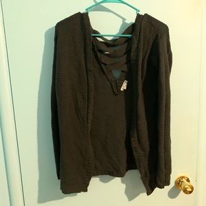 green cardigan